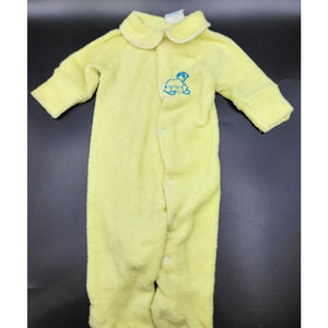 Vintage 80s Royal Heir Yellow Infant Sleeper Turtle Polyester Snap Closure Sm YK